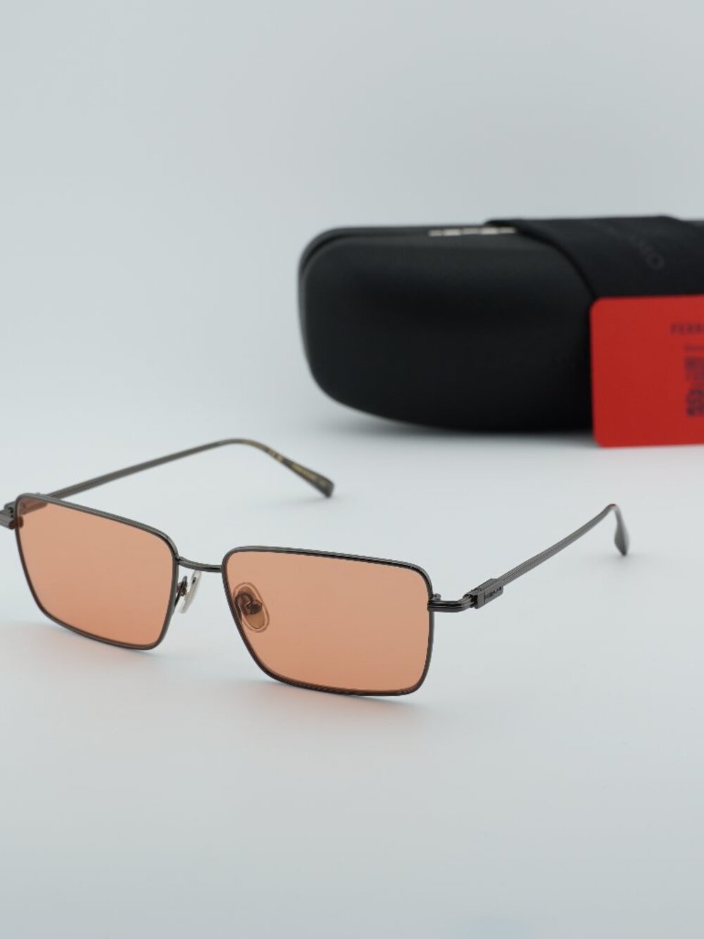 Salvatore Ferragamo SF309S 017 Rectangle Sunglasses - Dark Gunmetal / Orange